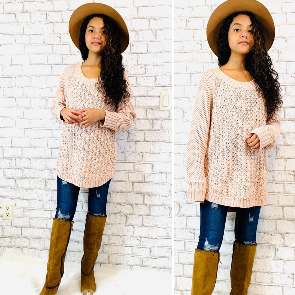 Calvin Klein pink knit sweater.